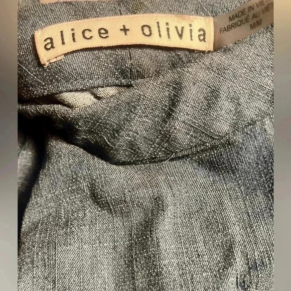 Alice and Olivia linen off shoulder casual sexy day 2nite denim  mini dress M - Picture 4 of 6